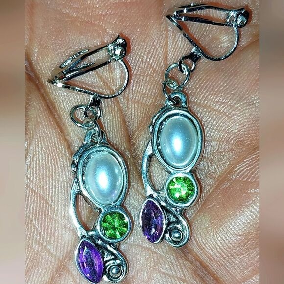 Beautiful gemstone clip-on earrings - Picture 2 of 5